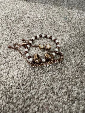 Vintage En Route Rose Gold and White Pearl Layered Bracelet bundle